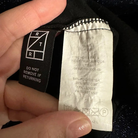 PatBO Lurex Super Puff Sleeve Top Navy Glitter Size Small Turtleneck Blue - Picture 7 of 7